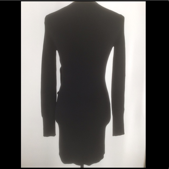 Elizabeth and James Elmira Button Up Side Slit Small Black Sweater Dress - Picture 3 of 13